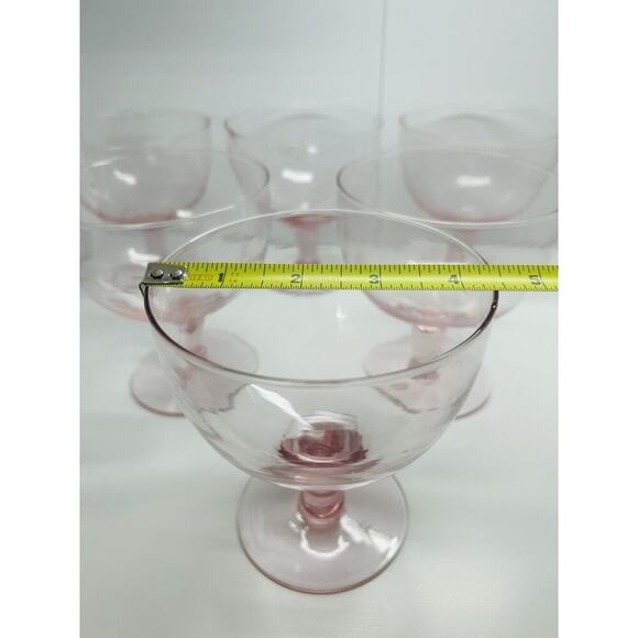 6 Vintage Blush Pink Depression Glass Champagne Sundae Sherbet Coupe Made Mexico - Picture 3 of 9